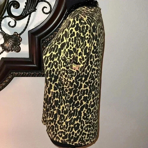 Mother Superior The Sinful Yellow Black Animal Print Knit Top T-Shirt Medium - Picture 8 of 16